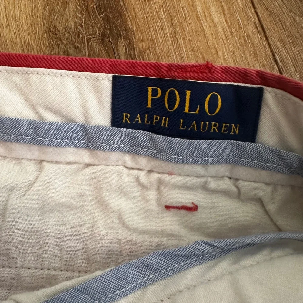 Polo Ralph Lauren Mens Red Stretch Chino Shorts Size 34 Cotton Blend Flat Front